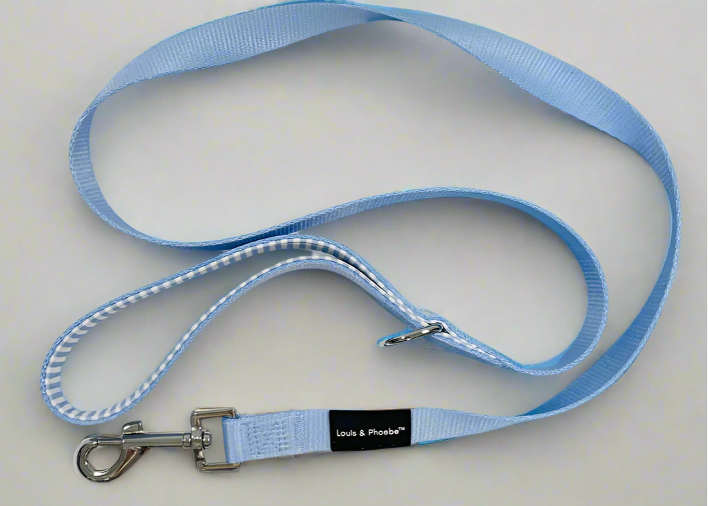 Louis & Phoebe - Stripe dog Lead - Baby blue